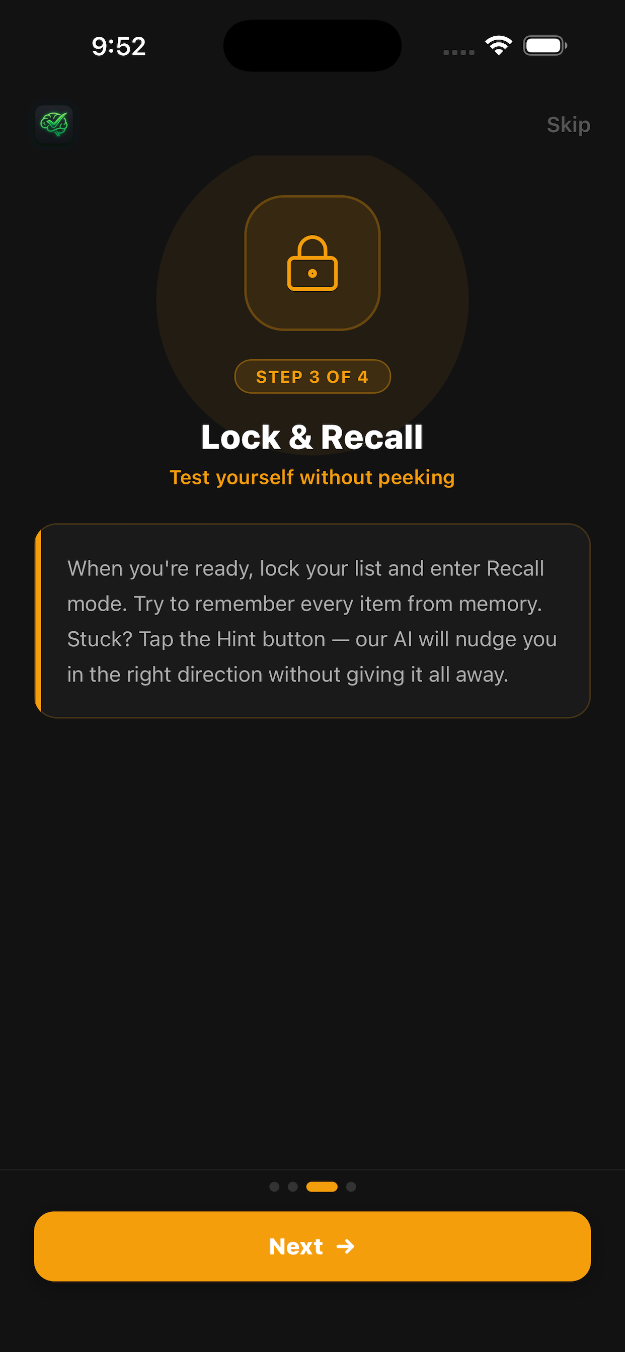 ListBrain Active Recall Game
